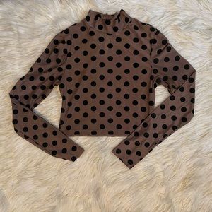Sheer Polkadot Turtleneck Top
